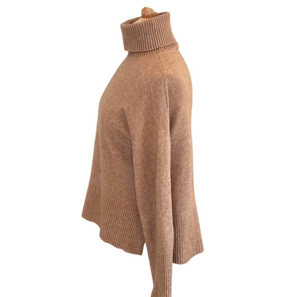 J.Crew Wool/Alpaca Blend Relaxed Fit Tan/Camel Turtleneck Sweater, Size XS - Picture 3 of 10